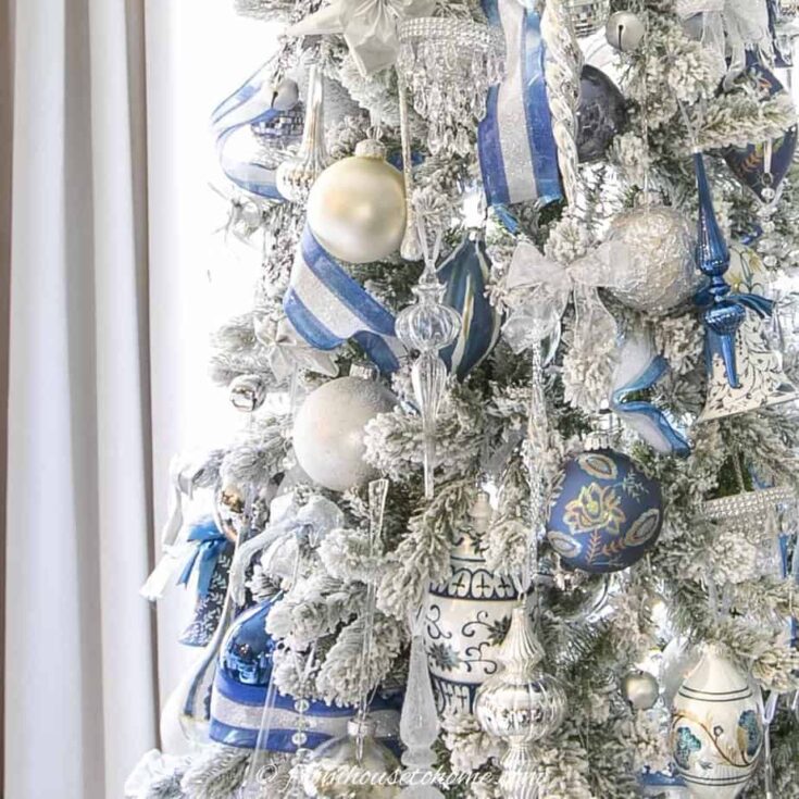 blue and white christmas decor