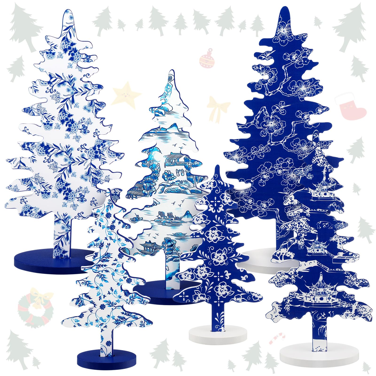 white christmas tree with blue decorations