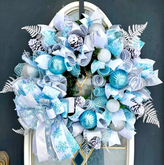 christmas decor blue and white